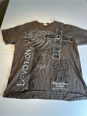 Ara Charcoal Graphic Devotion Cross Short Sleeve Tee